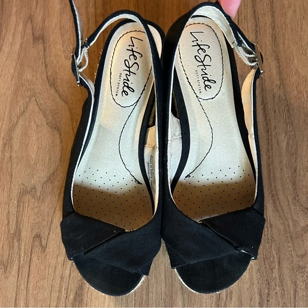 LifeStride espadrilles sz 5 black, Flex Soft System, dressy casual, chic, beach